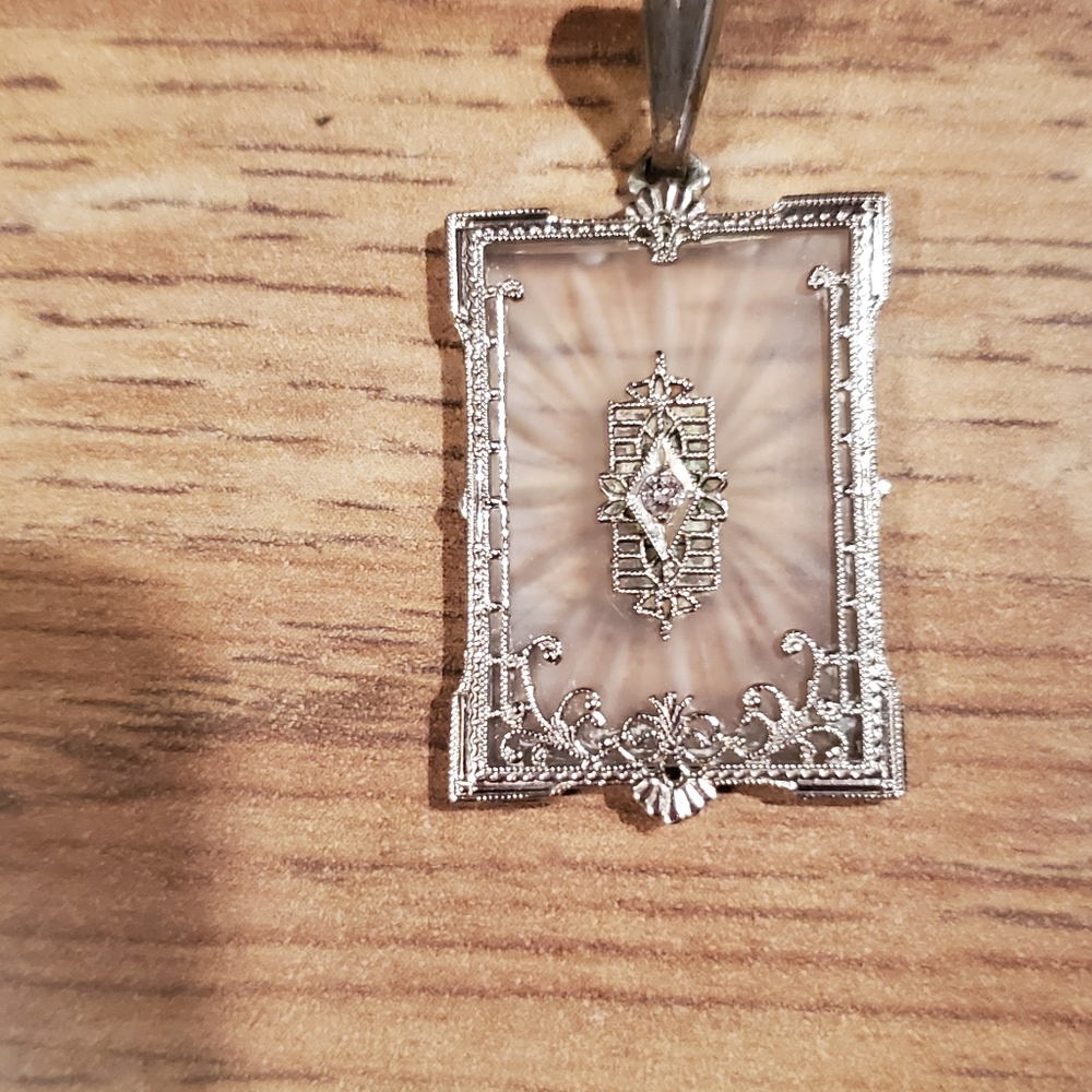 Vintage Antique 1920s Art Deco Sterling Silver  Camphor Glass Crystal